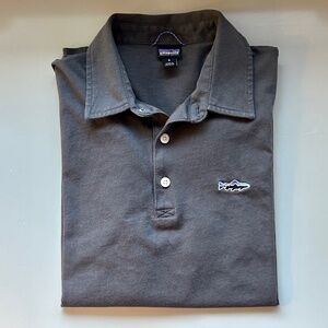 Patagonia Dark Gray Trout Fitz Roy Cotton Stretch Short Sleeve Polo Men's SM